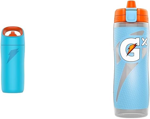 Gatorade 12oz Rookie Stainless Steel Bottle and 30oz Gx Squeeze Bottle Bundle
