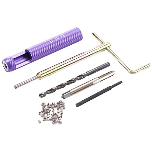 AUNMAS 10-24UNC Helical Inserts Kit, Stainless Steel Thread Repair Inserts for Aluminum Metal with ST Tap and Tool, Fix Stripped Threads, Reinforce Weak Material 1.5D