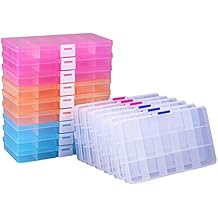Lawei 15 Pack Plastic Jewelry Box - 15 Grid Organizer Storage Box with Adjustable Dividers Plastic Compartment Container for Bead Jewelry Craft Tackles